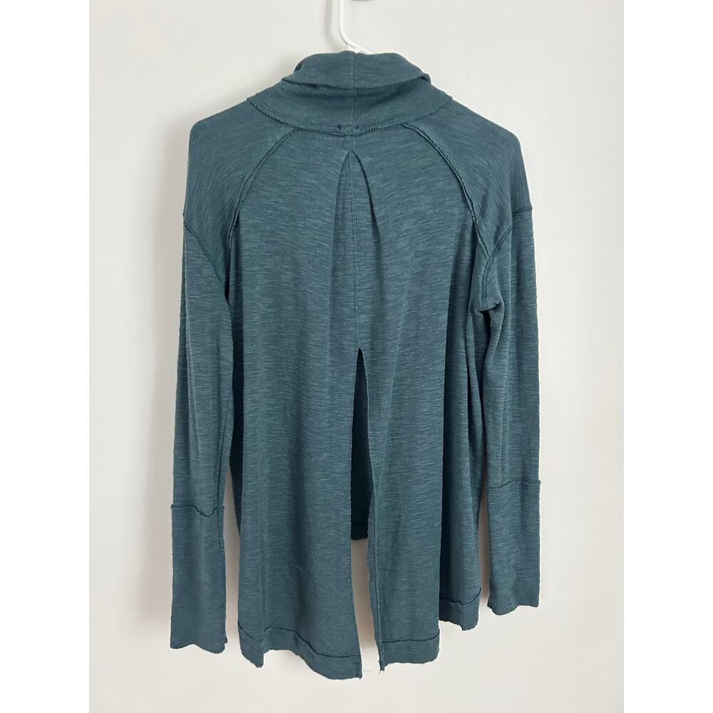 Free People Split Back Turtleneck Top - Blue Small - Picture 8 of 12